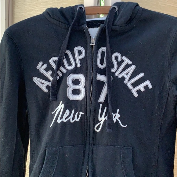 Aeropostale Black Sweatshirt, Black Front Zip Hoodie, Athleisure, Sportswear - Picture 1 of 9